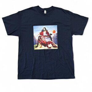 Jesus vs Satan Graphic Basketball Holy Cross Crossover Not Today Shirt Size XL